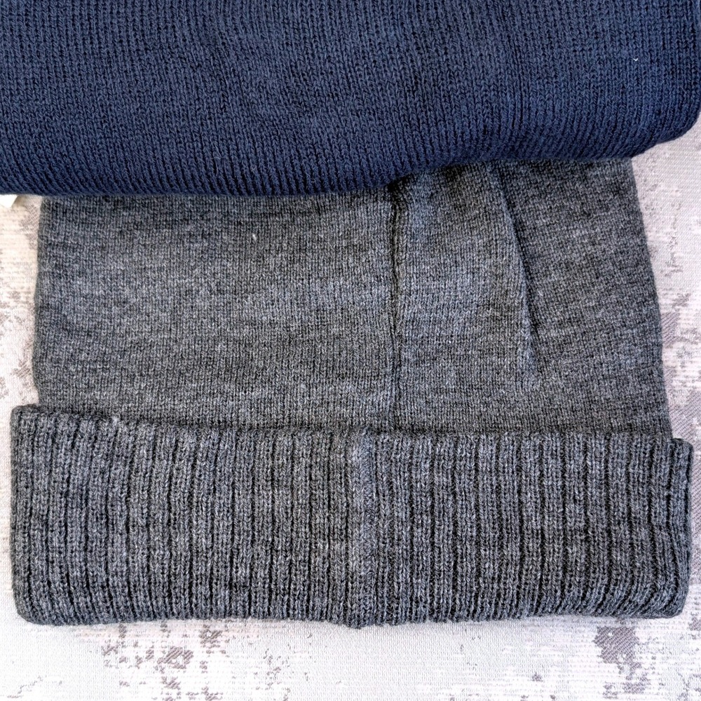 Ben Sherman Mens 3 Pack Knit Cuffed Beanie Hats Black Navy Grey New - Picture 11 of 14